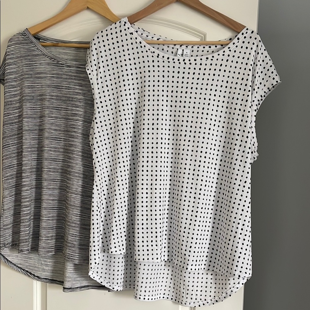 Elle Striped and Polka Dot Women's Tank Tops - Black and White